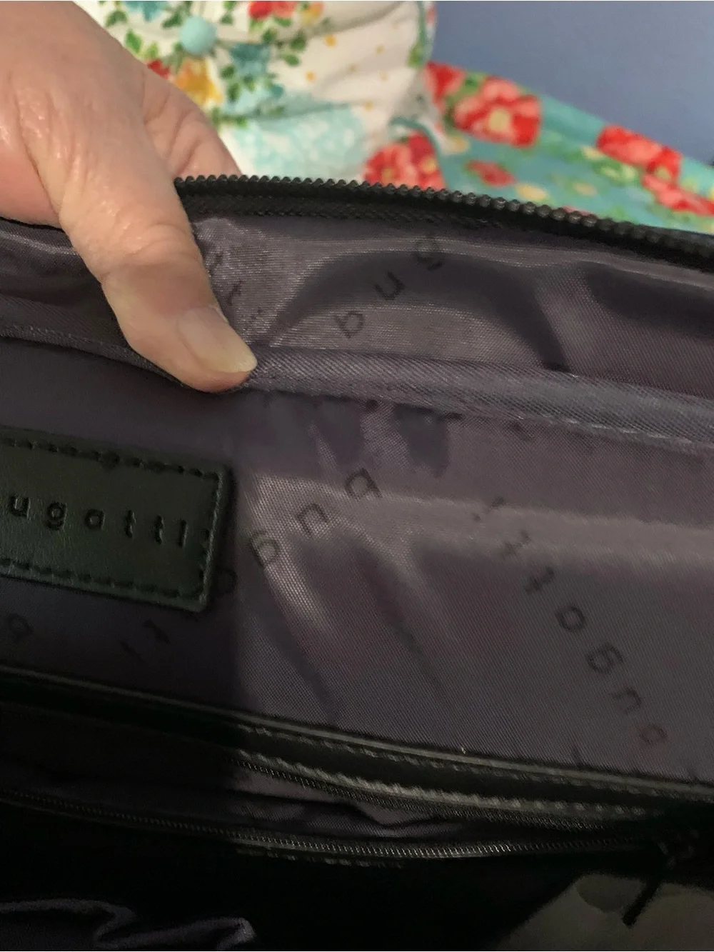Bugatti Black Leather Briefcase Laptop Carry on Bag With Bakelite Logo